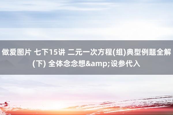做爱图片 七下15讲 二元一次方程(组)典型例题全解(下) 全体念念想&设参代入